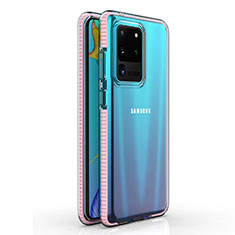 Silikon Schutzhülle Ultra Dünn Tasche Durchsichtig Transparent H01 für Samsung Galaxy S20 Ultra Rosegold