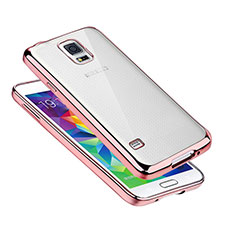 Silikon Schutzhülle Ultra Dünn Tasche Durchsichtig Transparent H01 für Samsung Galaxy S5 Duos Plus Rosegold
