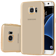 Silikon Schutzhülle Ultra Dünn Tasche Durchsichtig Transparent H01 für Samsung Galaxy S7 Edge G935F Gold
