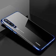 Silikon Schutzhülle Ultra Dünn Tasche Durchsichtig Transparent H02 für Huawei P30 Blau