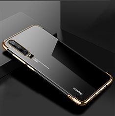 Silikon Schutzhülle Ultra Dünn Tasche Durchsichtig Transparent H02 für Huawei P30 Gold