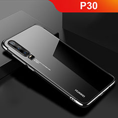 Silikon Schutzhülle Ultra Dünn Tasche Durchsichtig Transparent H02 für Huawei P30 Schwarz