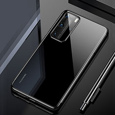 Silikon Schutzhülle Ultra Dünn Tasche Durchsichtig Transparent H02 für Huawei P40 Pro Schwarz
