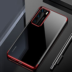 Silikon Schutzhülle Ultra Dünn Tasche Durchsichtig Transparent H02 für Huawei P40 Rot