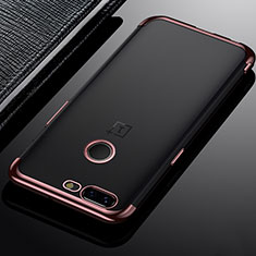 Silikon Schutzhülle Ultra Dünn Tasche Durchsichtig Transparent H02 für OnePlus 5T A5010 Rosegold