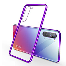Silikon Schutzhülle Ultra Dünn Tasche Durchsichtig Transparent H02 für Oppo F15 Violett