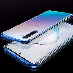 Silikon Schutzhülle Ultra Dünn Tasche Durchsichtig Transparent H02 für Samsung Galaxy Note 10 Blau