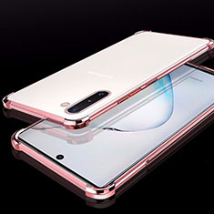 Silikon Schutzhülle Ultra Dünn Tasche Durchsichtig Transparent H02 für Samsung Galaxy Note 10 Rosegold