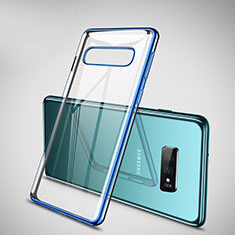 Silikon Schutzhülle Ultra Dünn Tasche Durchsichtig Transparent H02 für Samsung Galaxy S10 Plus Blau