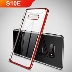 Silikon Schutzhülle Ultra Dünn Tasche Durchsichtig Transparent H02 für Samsung Galaxy S10e Rot