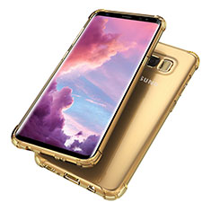 Silikon Schutzhülle Ultra Dünn Tasche Durchsichtig Transparent H02 für Samsung Galaxy S8 Gold