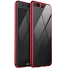 Silikon Schutzhülle Ultra Dünn Tasche Durchsichtig Transparent H03 für Huawei P10 Rot
