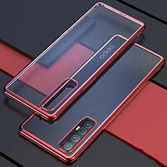 Silikon Schutzhülle Ultra Dünn Tasche Durchsichtig Transparent H03 für Oppo Find X2 Neo Rot