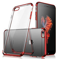 Silikon Schutzhülle Ultra Dünn Tasche Durchsichtig Transparent H04 für Apple iPhone 7 Rot