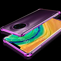 Silikon Schutzhülle Ultra Dünn Tasche Durchsichtig Transparent H04 für Huawei Mate 30 Pro 5G Violett