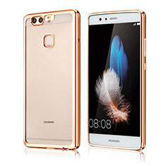 Silikon Schutzhülle Ultra Dünn Tasche Durchsichtig Transparent H04 für Huawei P9 Plus Gold