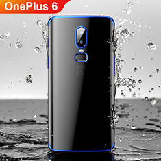Silikon Schutzhülle Ultra Dünn Tasche Durchsichtig Transparent H04 für OnePlus 6 Blau