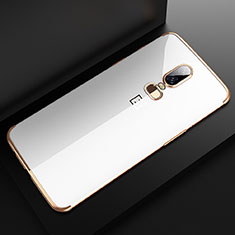 Silikon Schutzhülle Ultra Dünn Tasche Durchsichtig Transparent H04 für OnePlus 6 Gold