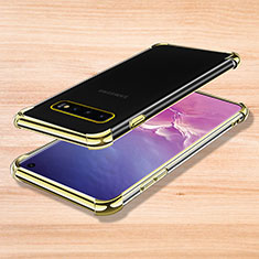 Silikon Schutzhülle Ultra Dünn Tasche Durchsichtig Transparent H04 für Samsung Galaxy S10 5G Gold
