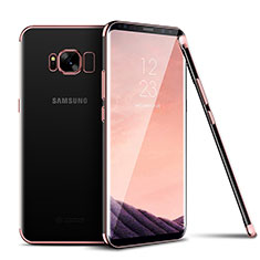 Silikon Schutzhülle Ultra Dünn Tasche Durchsichtig Transparent H04 für Samsung Galaxy S8 Plus Rosegold
