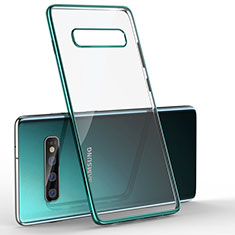 Silikon Schutzhülle Ultra Dünn Tasche Durchsichtig Transparent H05 für Samsung Galaxy S10 Grün