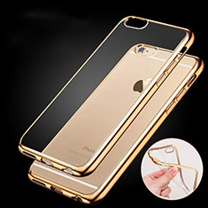 Silikon Schutzhülle Ultra Dünn Tasche Durchsichtig Transparent H06 für Apple iPhone 6S Gold