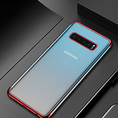 Silikon Schutzhülle Ultra Dünn Tasche Durchsichtig Transparent H07 für Samsung Galaxy S10 Rot