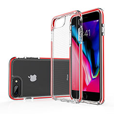 Silikon Schutzhülle Ultra Dünn Tasche Durchsichtig Transparent HT01 für Apple iPhone 8 Plus Rot