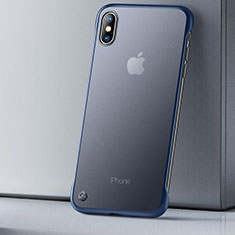 Silikon Schutzhülle Ultra Dünn Tasche Durchsichtig Transparent HT01 für Apple iPhone Xs Blau