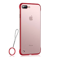 Silikon Schutzhülle Ultra Dünn Tasche Durchsichtig Transparent HT02 für Apple iPhone 8 Plus Rot