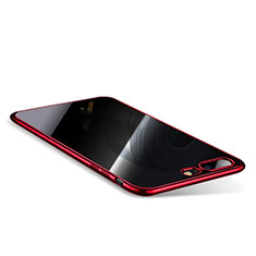 Silikon Schutzhülle Ultra Dünn Tasche Durchsichtig Transparent Q01 für Apple iPhone 8 Plus Rot