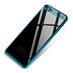Silikon Schutzhülle Ultra Dünn Tasche Durchsichtig Transparent Q03 für Apple iPhone 8 Plus Blau