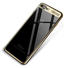 Silikon Schutzhülle Ultra Dünn Tasche Durchsichtig Transparent Q03 für Apple iPhone 8 Plus Gold