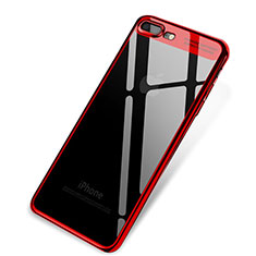 Silikon Schutzhülle Ultra Dünn Tasche Durchsichtig Transparent Q03 für Apple iPhone 8 Plus Rot