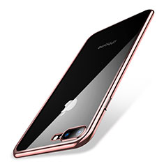 Silikon Schutzhülle Ultra Dünn Tasche Durchsichtig Transparent Q04 für Apple iPhone 8 Plus Rosegold