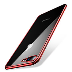 Silikon Schutzhülle Ultra Dünn Tasche Durchsichtig Transparent Q04 für Apple iPhone 8 Plus Rot