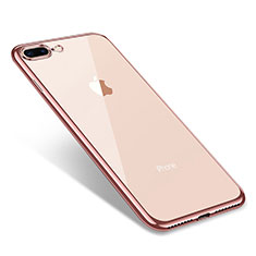 Silikon Schutzhülle Ultra Dünn Tasche Durchsichtig Transparent Q06 für Apple iPhone 8 Plus Rosegold