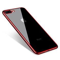 Silikon Schutzhülle Ultra Dünn Tasche Durchsichtig Transparent Q06 für Apple iPhone 8 Plus Rot