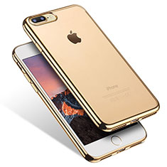 Silikon Schutzhülle Ultra Dünn Tasche Durchsichtig Transparent Q07 für Apple iPhone 8 Plus Gold