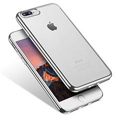 Silikon Schutzhülle Ultra Dünn Tasche Durchsichtig Transparent Q07 für Apple iPhone 8 Plus Silber