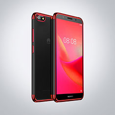 Silikon Schutzhülle Ultra Dünn Tasche Durchsichtig Transparent S01 für Huawei Honor Play 7 Rot
