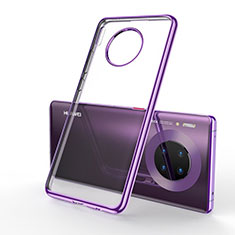 Silikon Schutzhülle Ultra Dünn Tasche Durchsichtig Transparent S01 für Huawei Mate 30 Violett
