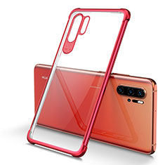 Silikon Schutzhülle Ultra Dünn Tasche Durchsichtig Transparent S01 für Huawei P30 Pro Rot