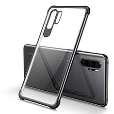 Silikon Schutzhülle Ultra Dünn Tasche Durchsichtig Transparent S01 für Huawei P30 Pro Schwarz