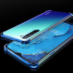 Silikon Schutzhülle Ultra Dünn Tasche Durchsichtig Transparent S01 für Oppo F15 Blau