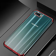 Silikon Schutzhülle Ultra Dünn Tasche Durchsichtig Transparent S01 für Oppo R17 Neo Rot