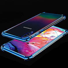 Silikon Schutzhülle Ultra Dünn Tasche Durchsichtig Transparent S01 für Samsung Galaxy A70 Blau