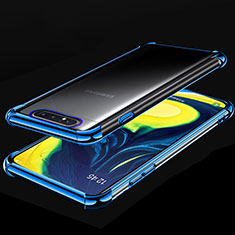 Silikon Schutzhülle Ultra Dünn Tasche Durchsichtig Transparent S01 für Samsung Galaxy A80 Blau