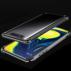 Silikon Schutzhülle Ultra Dünn Tasche Durchsichtig Transparent S01 für Samsung Galaxy A90 4G Schwarz