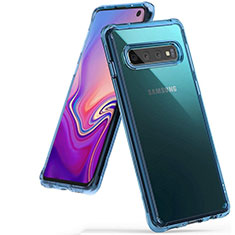Silikon Schutzhülle Ultra Dünn Tasche Durchsichtig Transparent S01 für Samsung Galaxy S10 5G Hellblau
